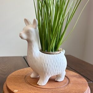Kirklands White Llama Ceramic Planter